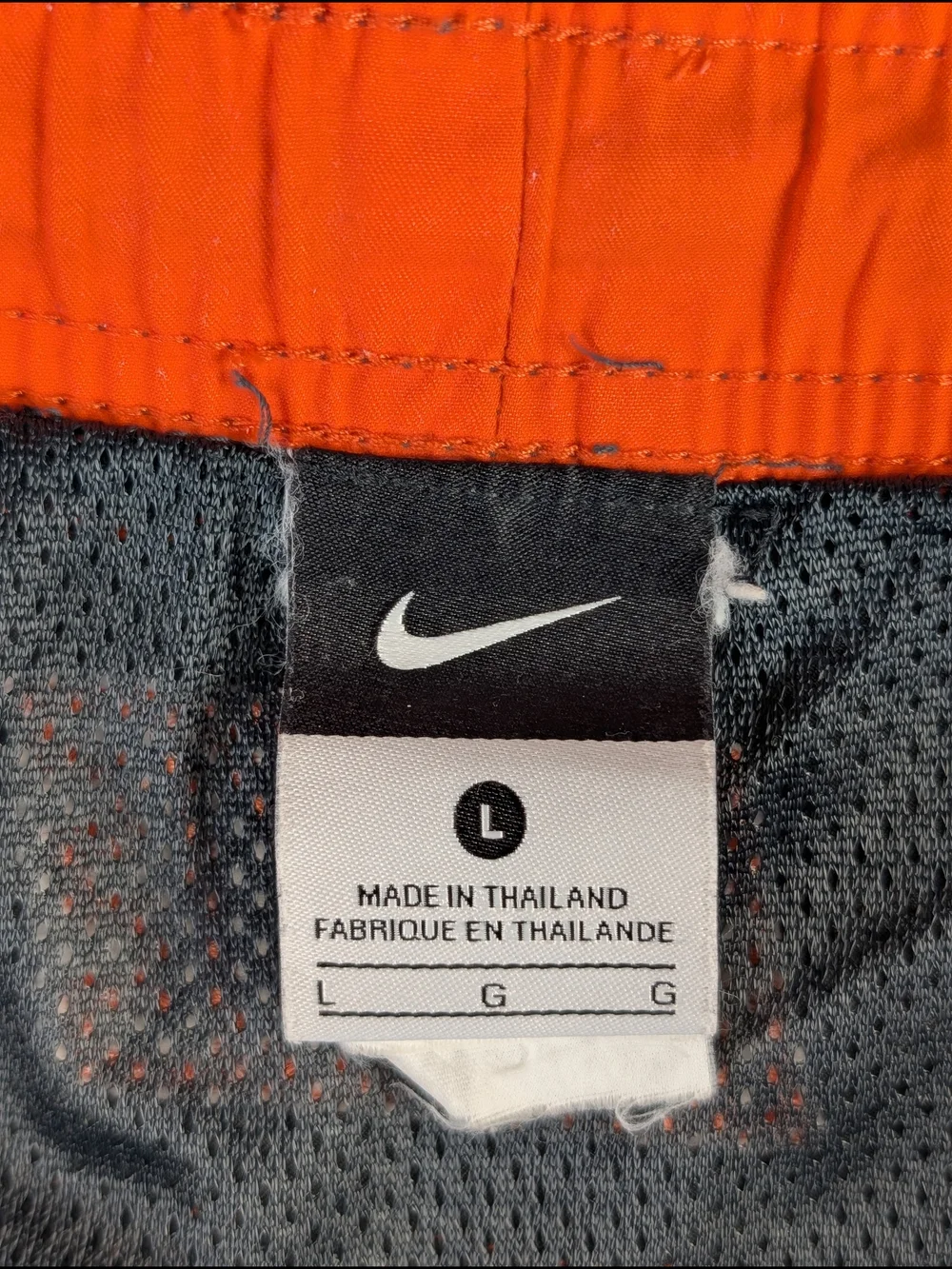Nike Vintage Swim Trunks‎ Men's Size L Gray Orange Drawstring Pocket Y2K